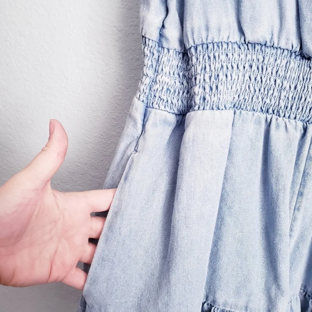 American Eagle Denim Ruffle Romper - Image 5