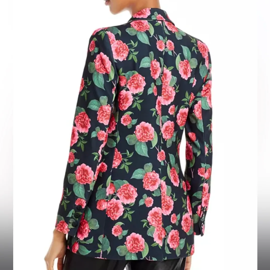 Alice + Olivia Breann Long Fitted Blazer Jacket In Cheri Floral Print - Image 3