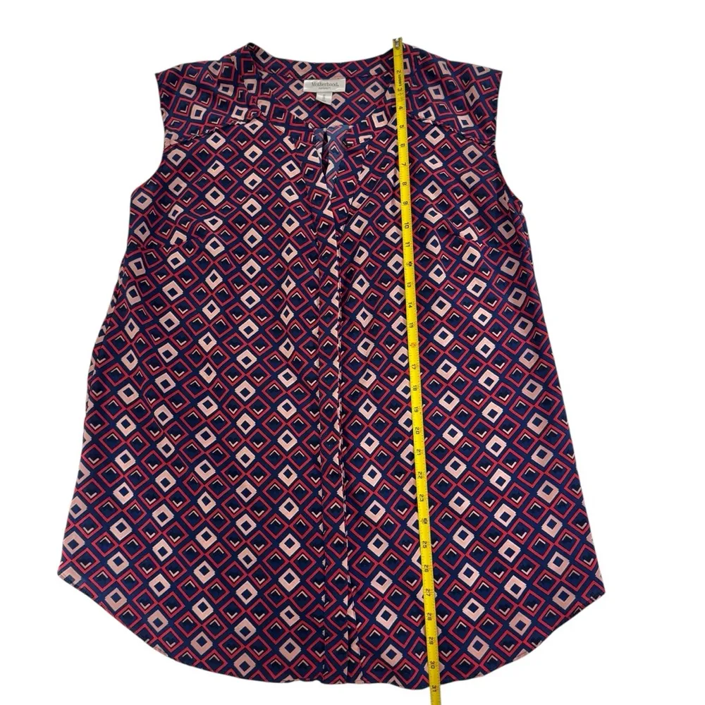 Motherhood Maternity Diamond Pattern Red and Blue Sleeveless Blouse Size Medium - Image 7