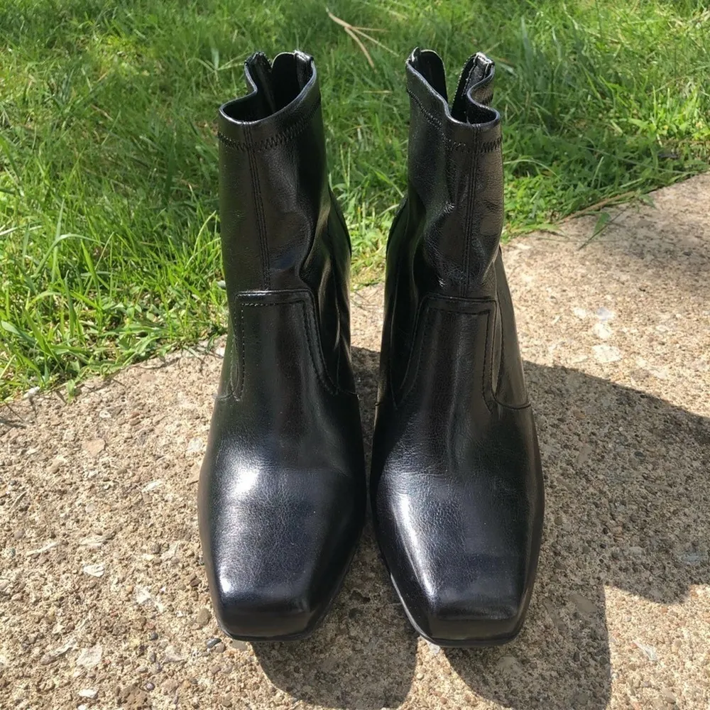 Franco Sarto Ankle Boot Bootie Black Size 10 Zipper Block heel Workwear hipster - Image 6