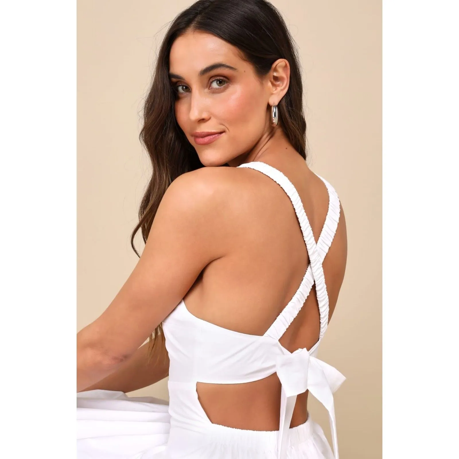 Lulus Strolling Sicily White Pleated Backless Midi Dress With Pockets - Image 4