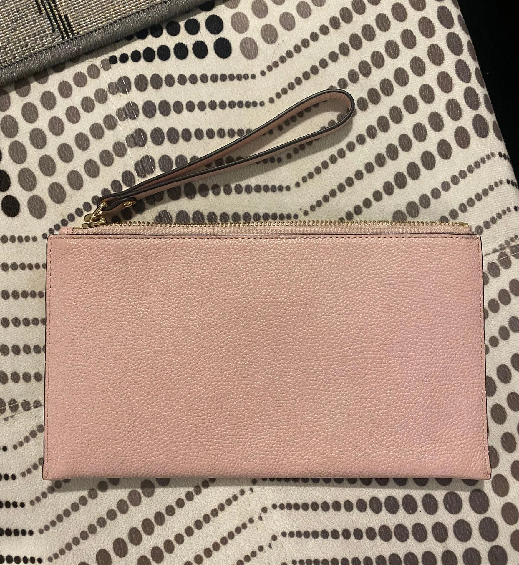 genuine leather soft pink large zip clutch wristlet - Image 2