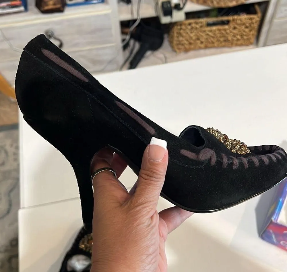 Chinese laundry Cammie suede, black moccasin heels - Image 6