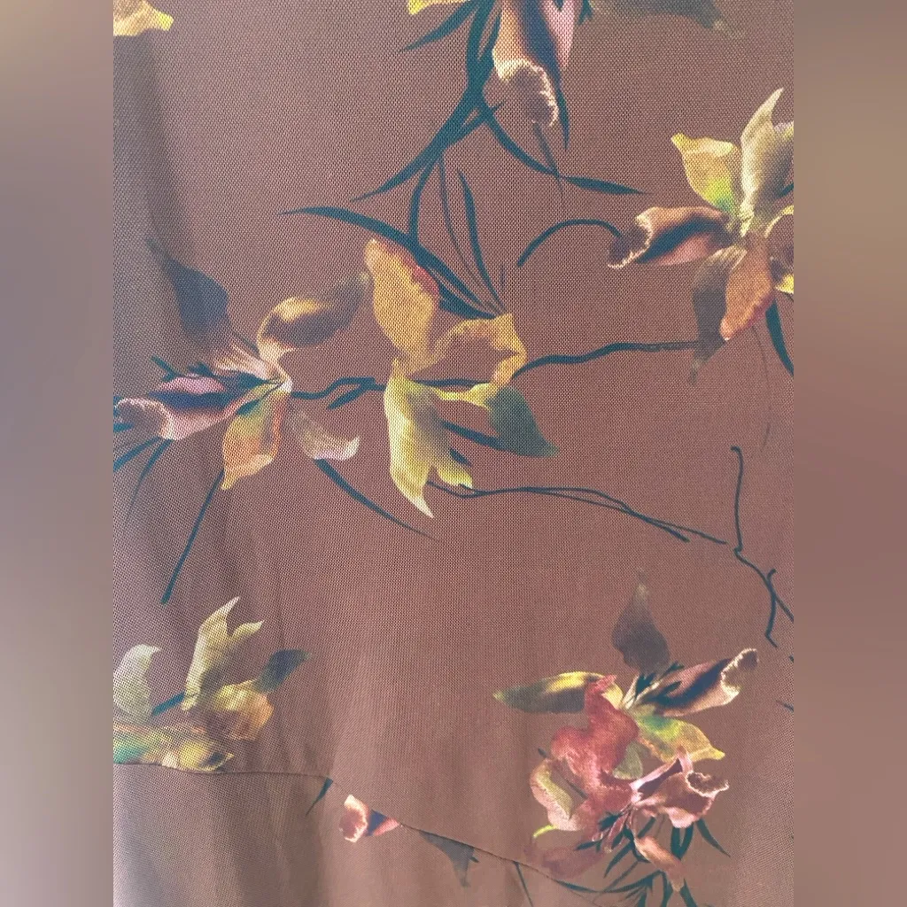 Urban Outfitters UO Samara Mesh Strapless Midi Dress XL Brown Floral Whimsigoth - Image 12