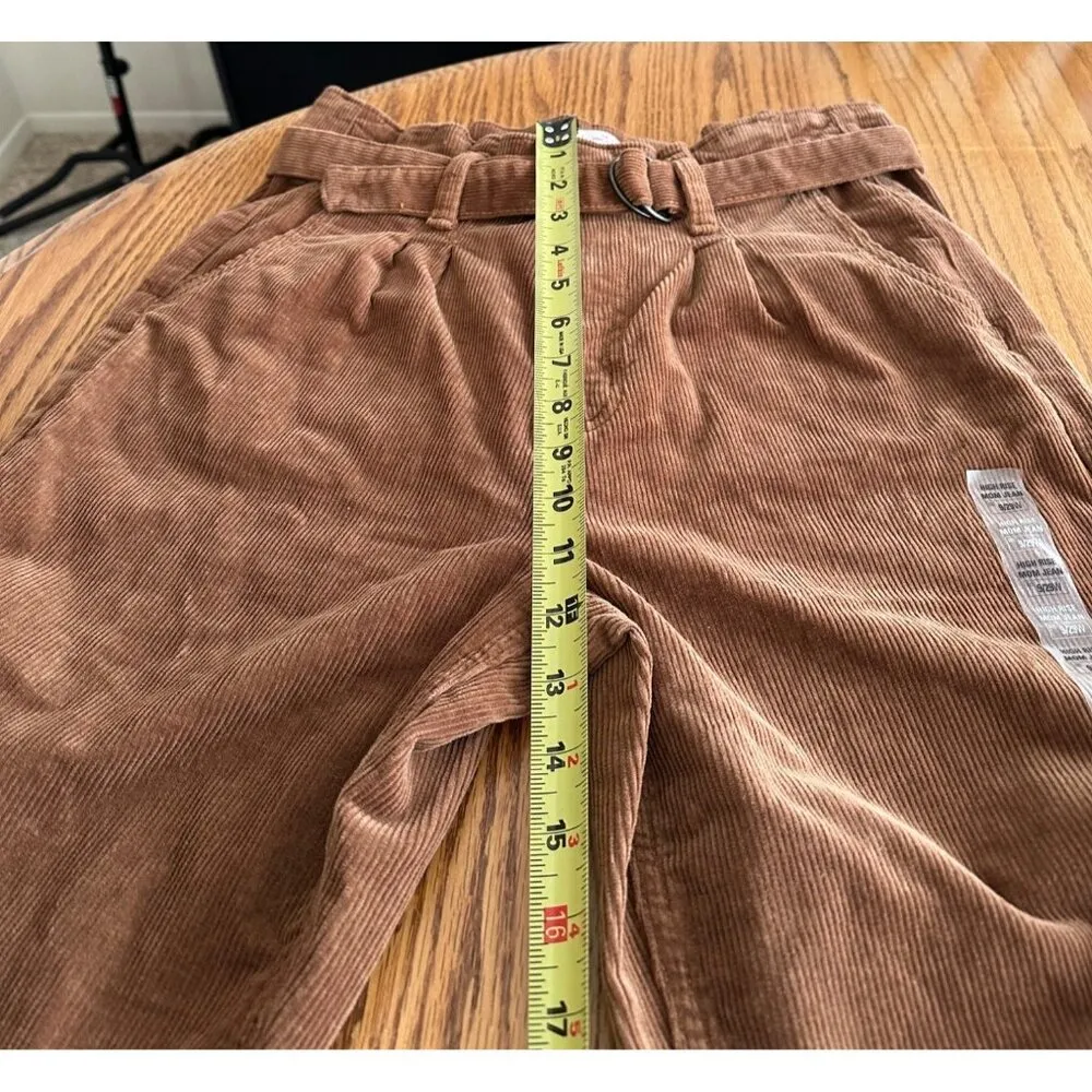 So Couduroy Orange Rust Pants High Rise Mom Jeans Belted at Waist - Image 8