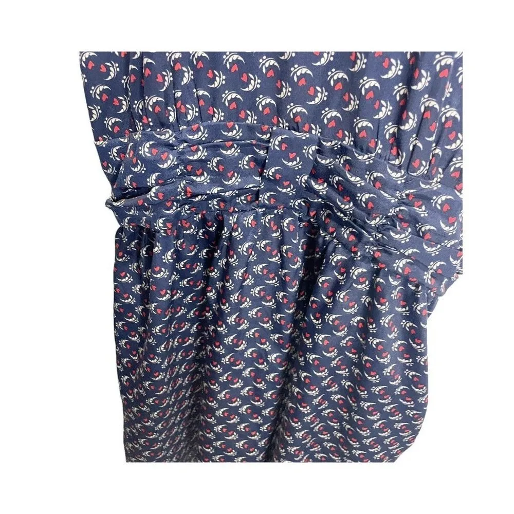 Xhilaration Women's M Heart Printed 1/2 Sleeve Pocketed Dress Navy Blue Pockets - Image 3