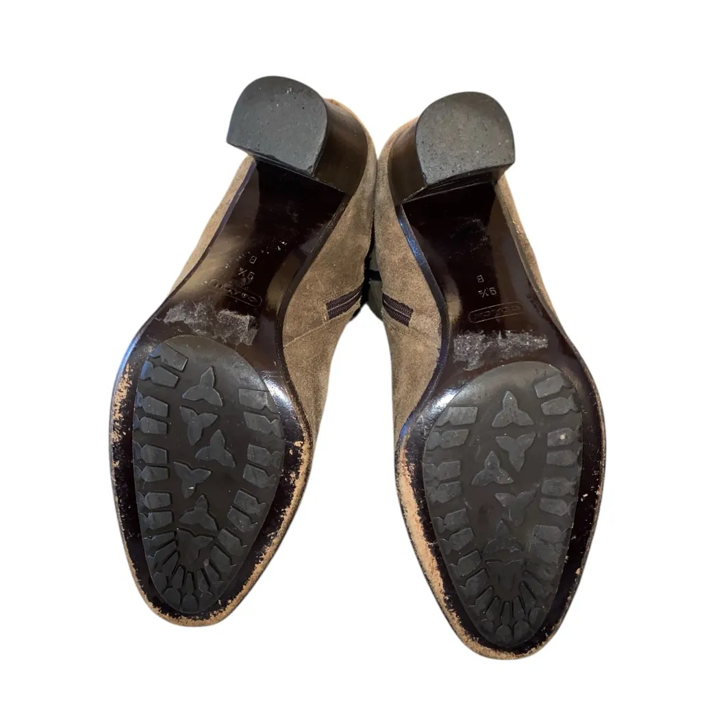 Coach Robynn mid-calf boots Flint Brown kidskin suede rounded toe Brass buckles - Image 12