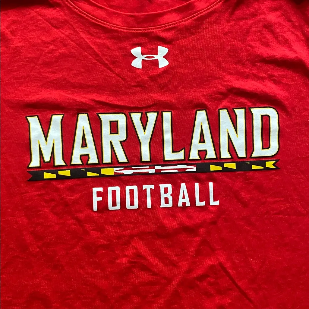 Under Armour Maryland Football Tee Womens Sz XL Red Short Sleeve - Image 5
