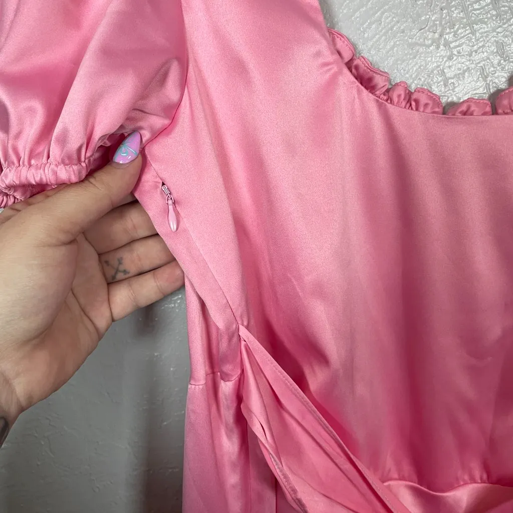 Dolls Kill X Care Bears Women Plus Size 1X Pink Here to Cheer Mini Dress Satin - Image 9