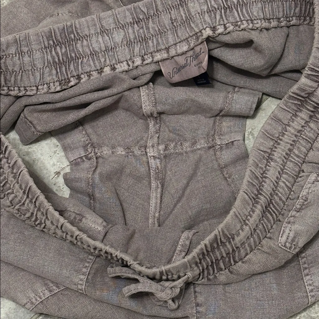 Universal Threads Linen Utility Shorts Mid Rise NEW Tie Waist Size Large Mocha - Image 6