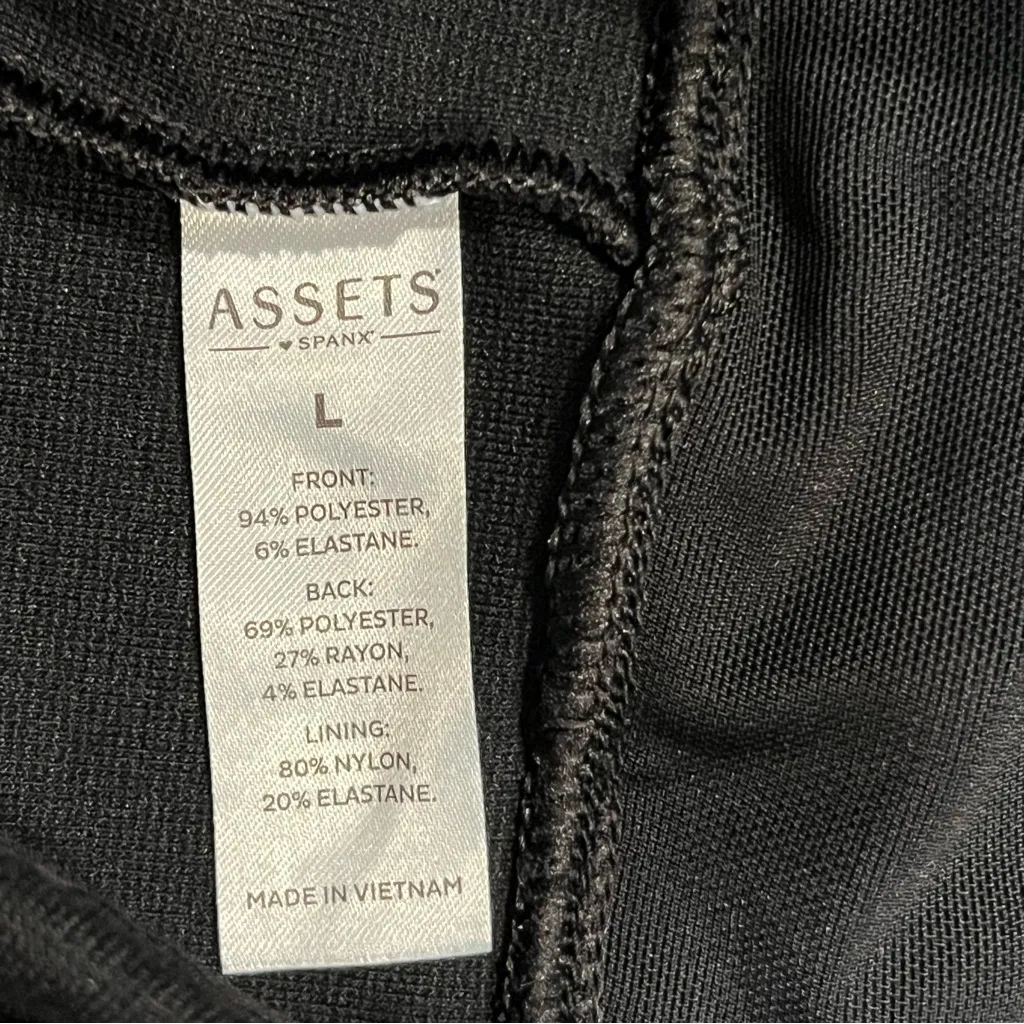 Assets by Spanx Black Faux Leather Leggings Tights Pants size Large - Image 7