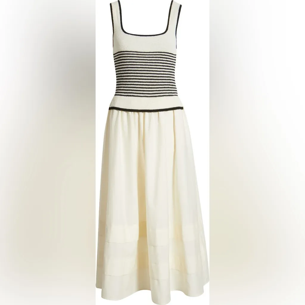 NWT Moon River Black and White Striped Dress Sleeveless Maxi Sundress Medium - Image 5