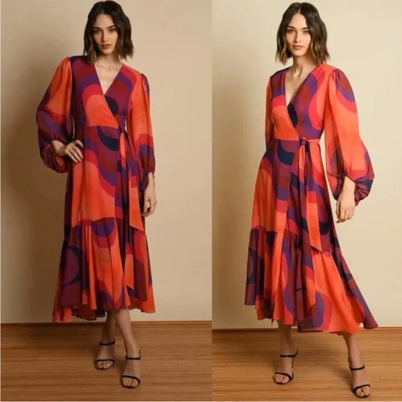 Anthropologie Hutch Multicolor Printed Robyn Wrap Maxi Dress XS - Image 2