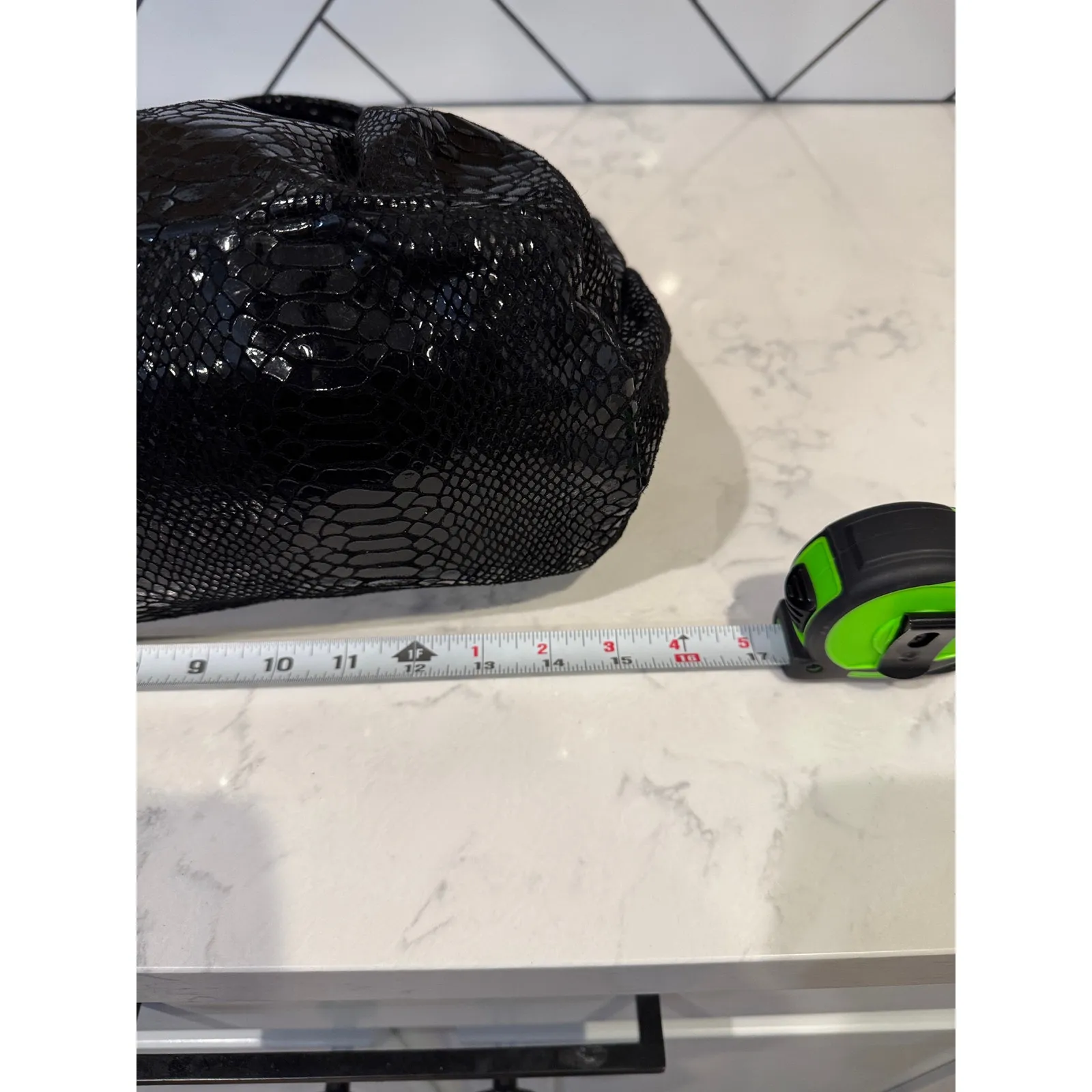 Vintage Perlina Y2K black snake skin leather large hobo bag neutral school work - Image 6