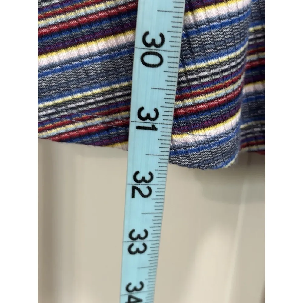 IZ Byer Girl Blue/Multi Striped Dress Junior XL Short Sleeve V Neck Faux Buttons - Image 4