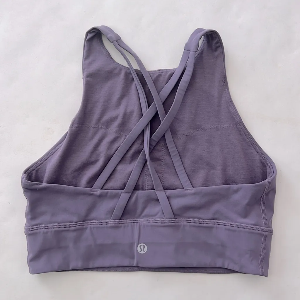 Lululemon Energy High Neck Longline Tough Bra Medium Support Purple Ash 8 $68 - Image 5