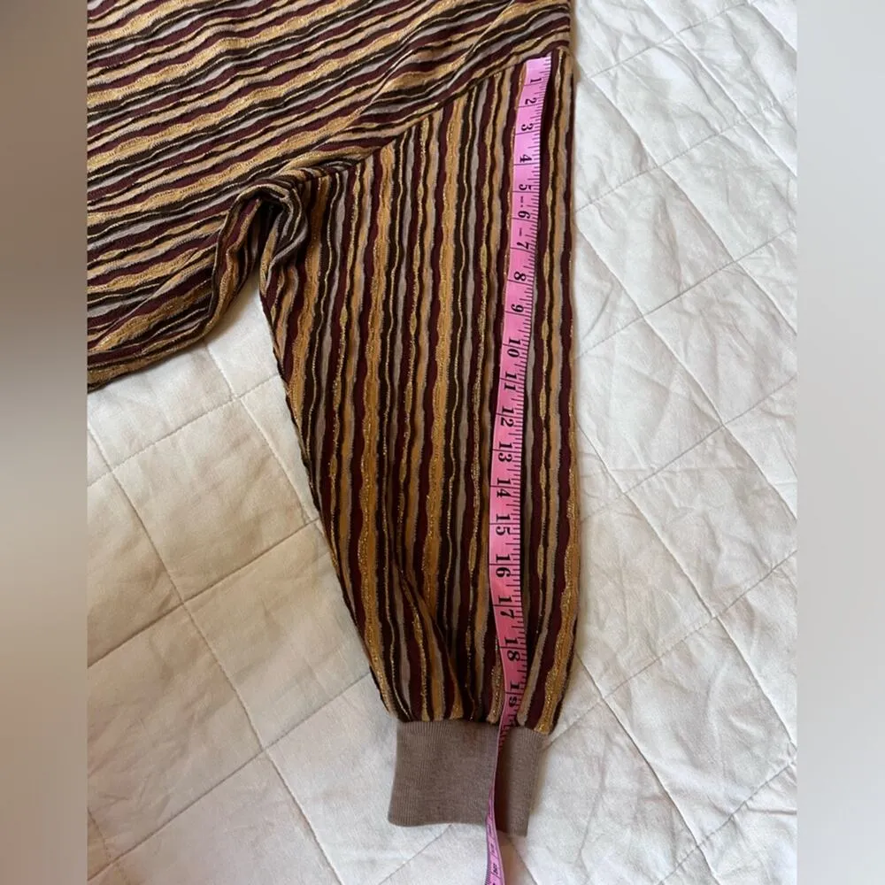 Vintage BonWorth Brown Retro Stripe w/ Gold Metallic Grandpa Sweater - Medium - Image 8