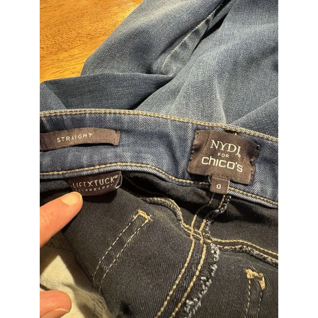 NYDJ + Chicos Straight Leg Lift & Tuck Medium Wash Jeans Classic US Size 4 - Image 7