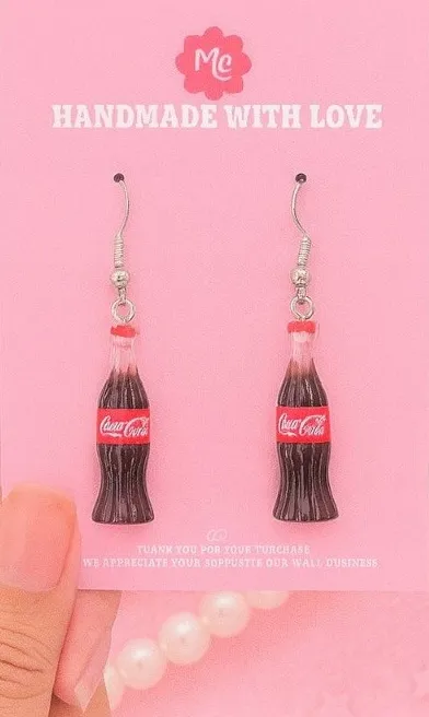 Cute Cola Bottle Earrings 🥤💗 Girly Nostalgic Aesthetic Jewelry - Image 1