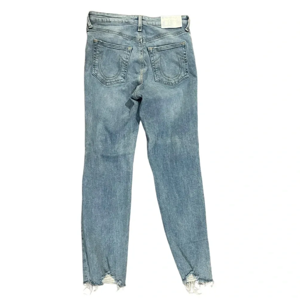 True Religion Starr distressed mid rise cropped straight denim jeans size 28 y2k - Image 8