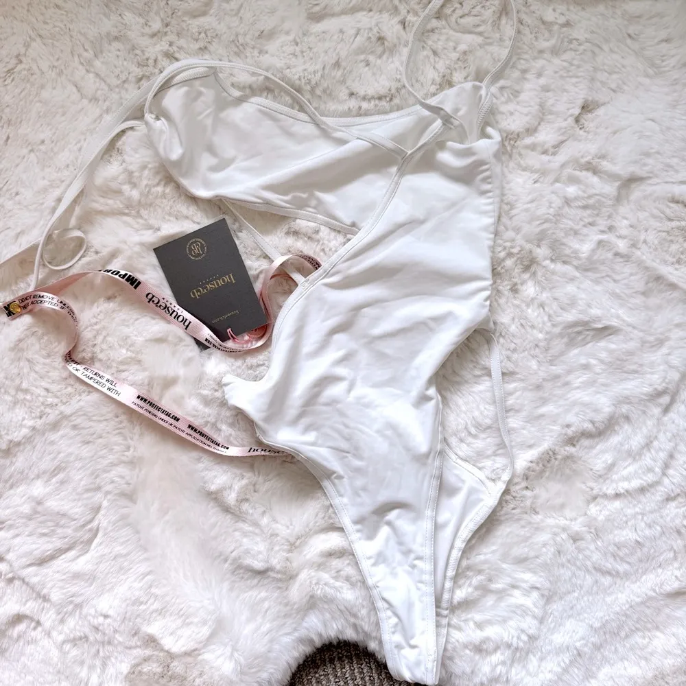 House of CB Strappy Cutout Bodysuit / Swimsuit S - White - Image 3