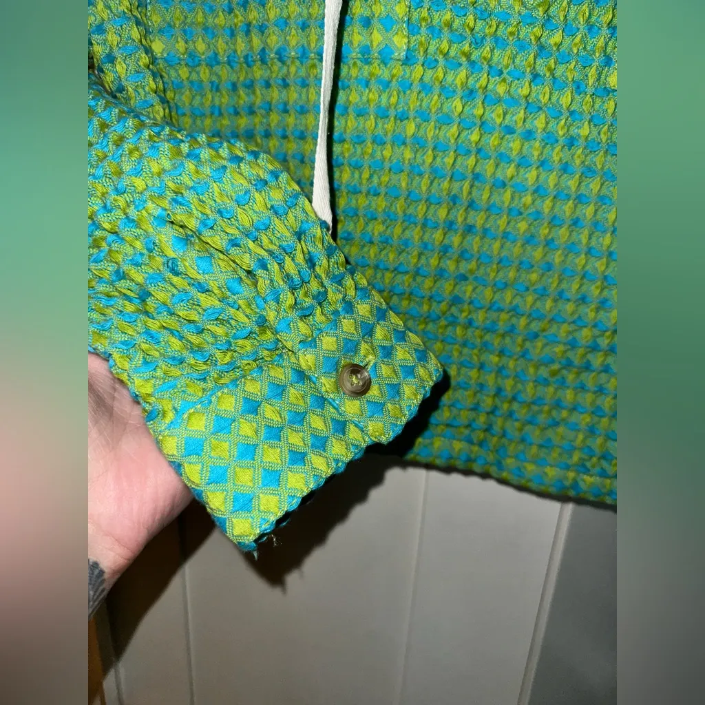 NWT BDG Urban Outfitters Baja Stanley Waffle Hooded Top In Green Multi - Image 8