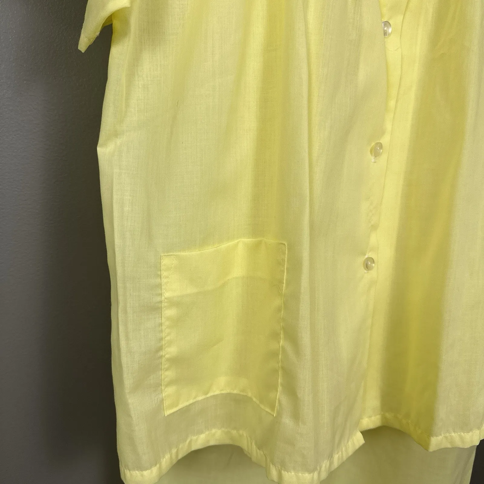 Vintage Katz Long Pajama Size 34 Buttercup Yellow Polycotton Pants Short Sleeve - Image 3