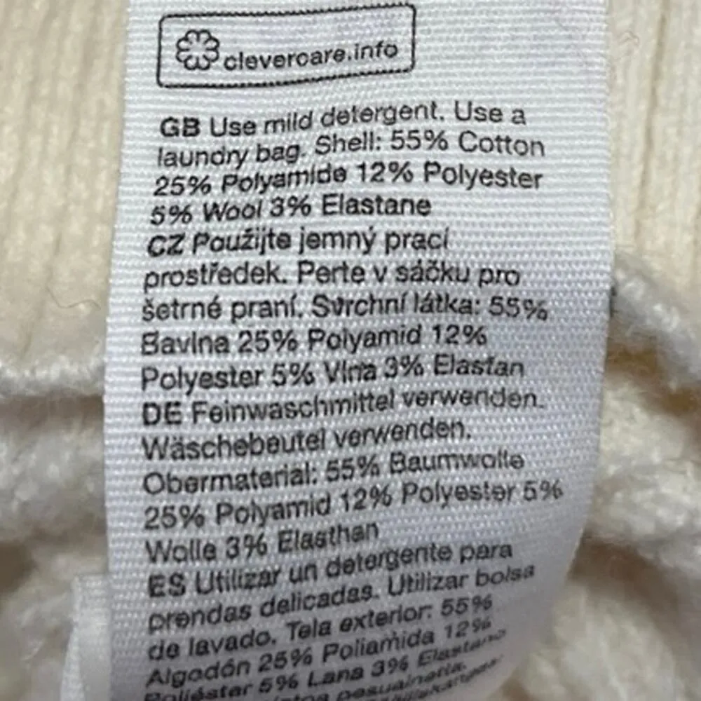 & Other Stories White Wool Rib Knit Square Neck Puff Sleeve Blouse Crop Top M - Image 4