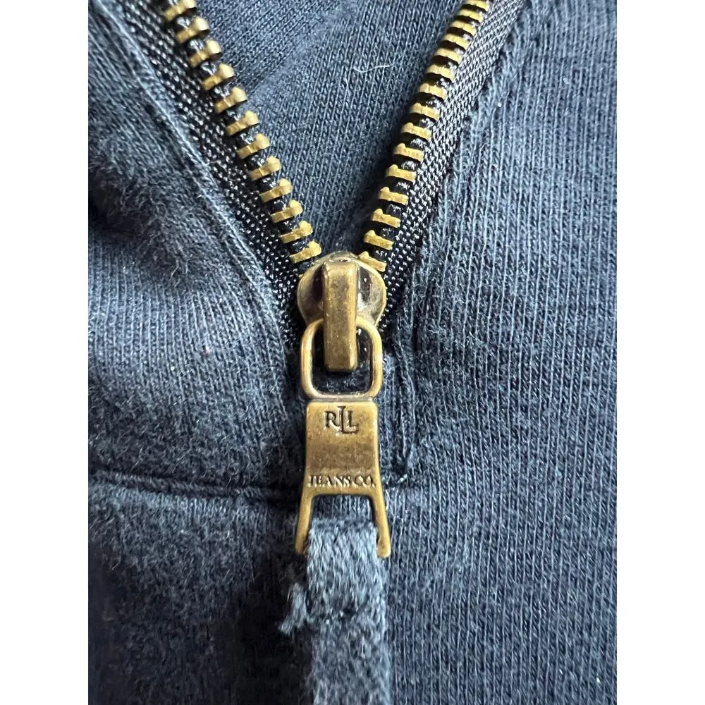 LRL Lauren Jeans Co. Ralph Lauren Navy Blue Women's Pullover Zip XL - Image 3