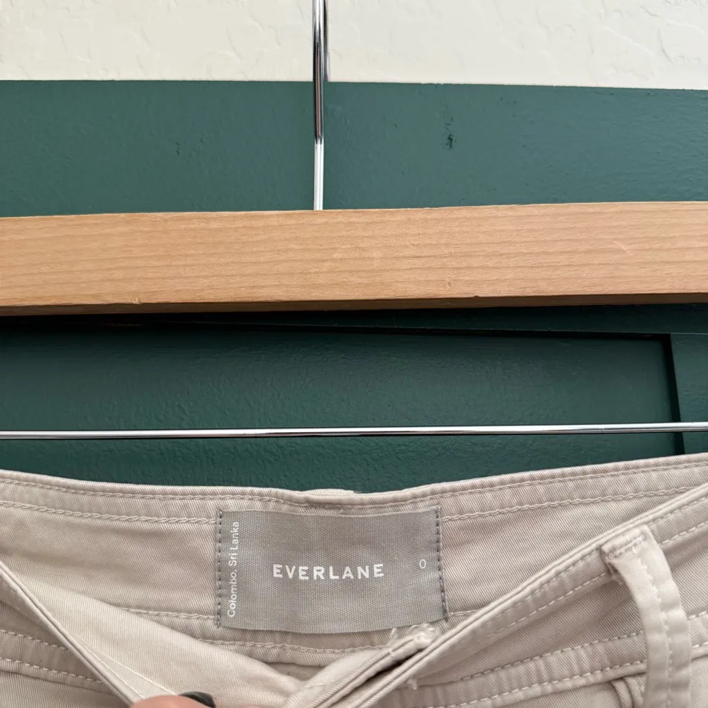 Everlane Cotton Pants Relaxed Chino Straight Leg Trousers Bone Cream - Image 3