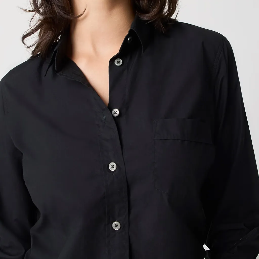 J.CREW Black Petite button-up cotton-blend poplin shirt signature fit Size XSP - Image 2