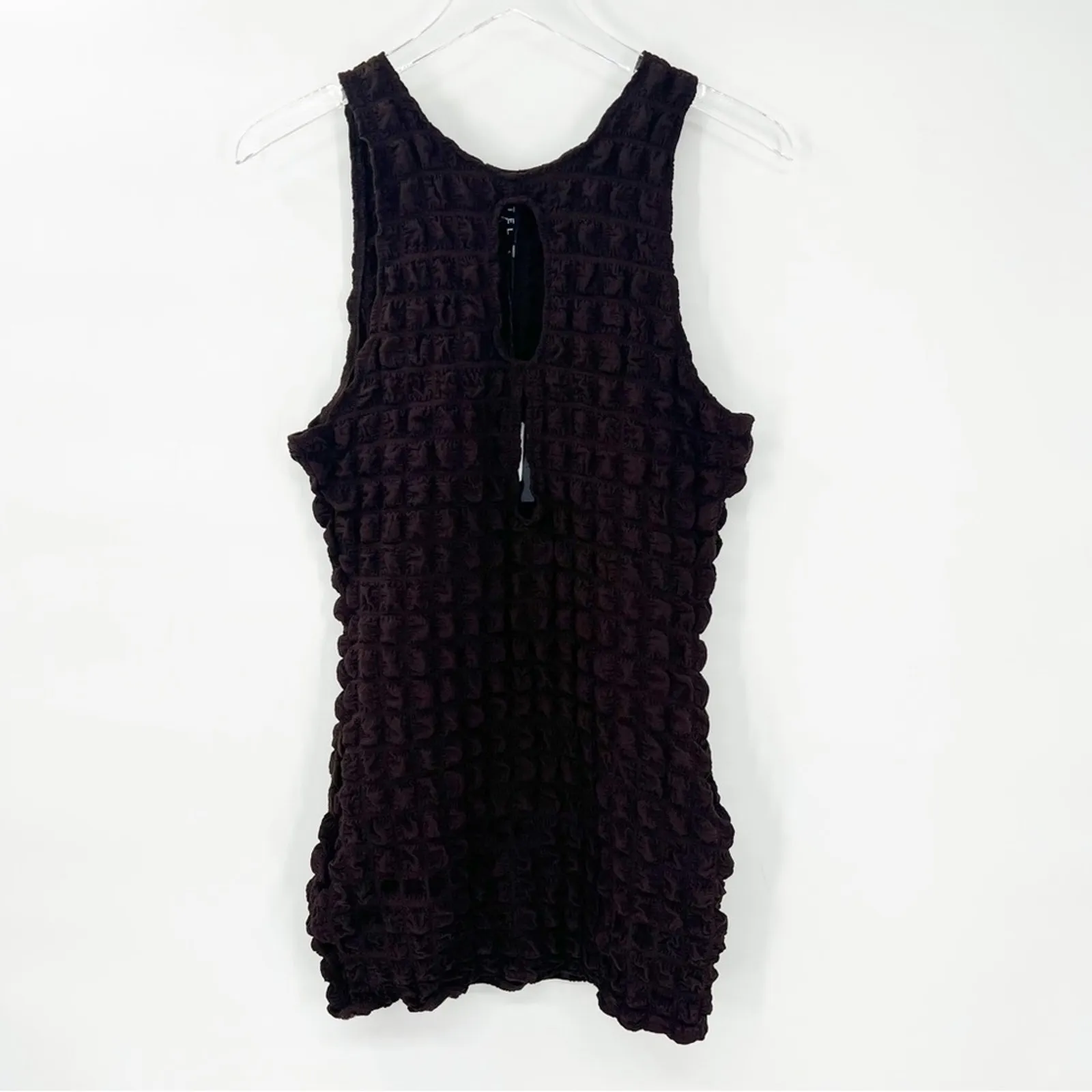 NWT‎ Motel Alannah Keyhole Cut Out Popcorn Mini Bodycon Dress L Brown - Image 2