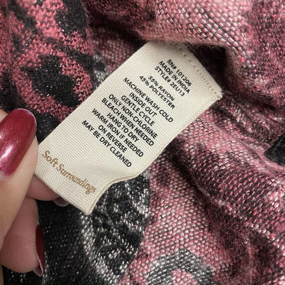 Soft Surroundings Jacquard Shirt Women XS Black Red Paisley Collared Chatnam Top - Image 9