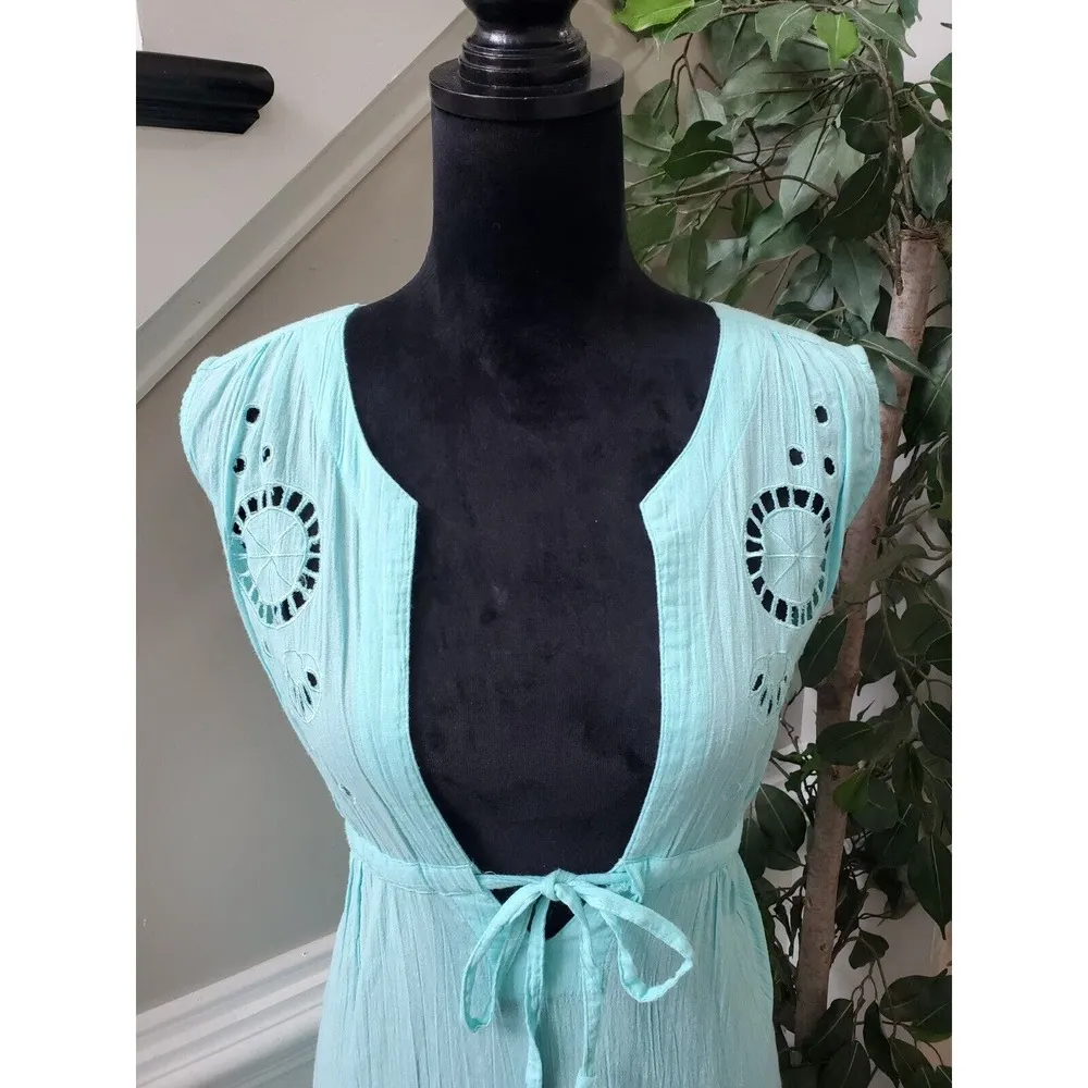 Palisades Beach Club Womens Blue Drawstring Sleeveless Knee Length Dress Large - Image 2