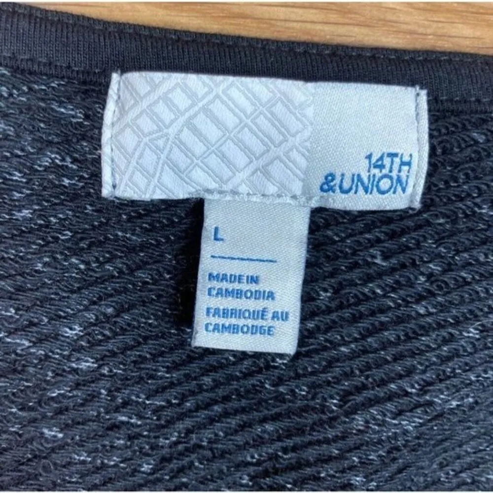 -New 14th & Union Zip Up Long Sleeve Jacket Womens L Black Speckle Moto Coat $45 - Image 6