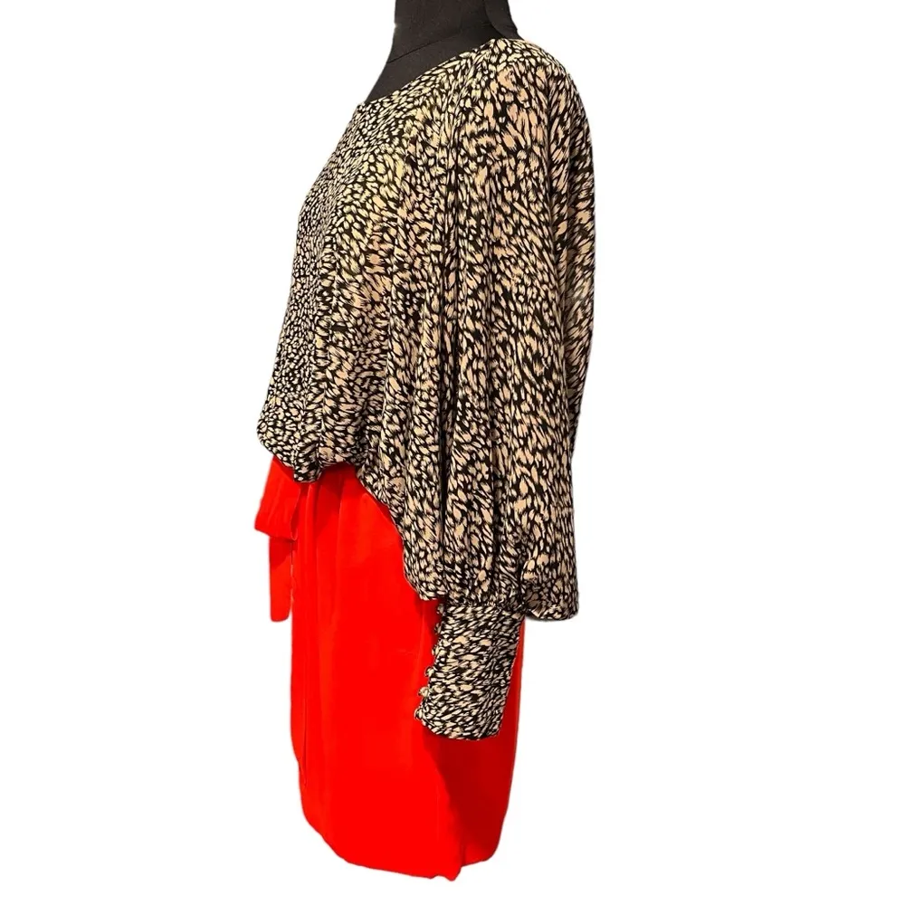 NEW THML Artist Reception Brown & Red Print Long Sleeve Dress size Large - Image 6