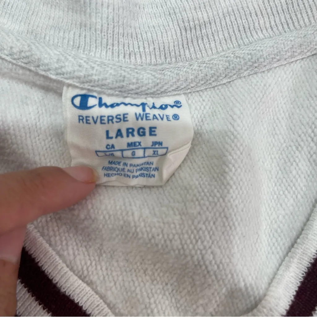 Champion Reverse Weave Cropped V Neck Gray Stripe L Crewneck Arizona State - Image 6