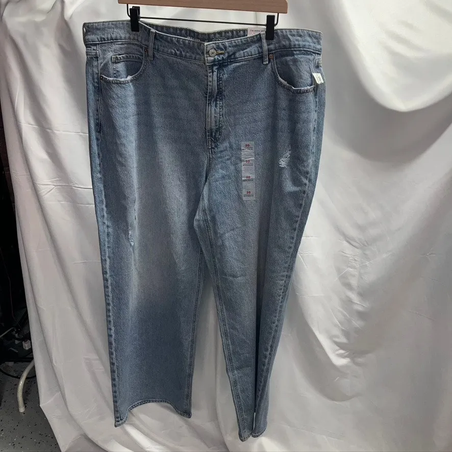 Old‎ Navy Ski-Hi Wide Leg Extra High Rise Jeans Womens 20 Light wash distressed - Image 2