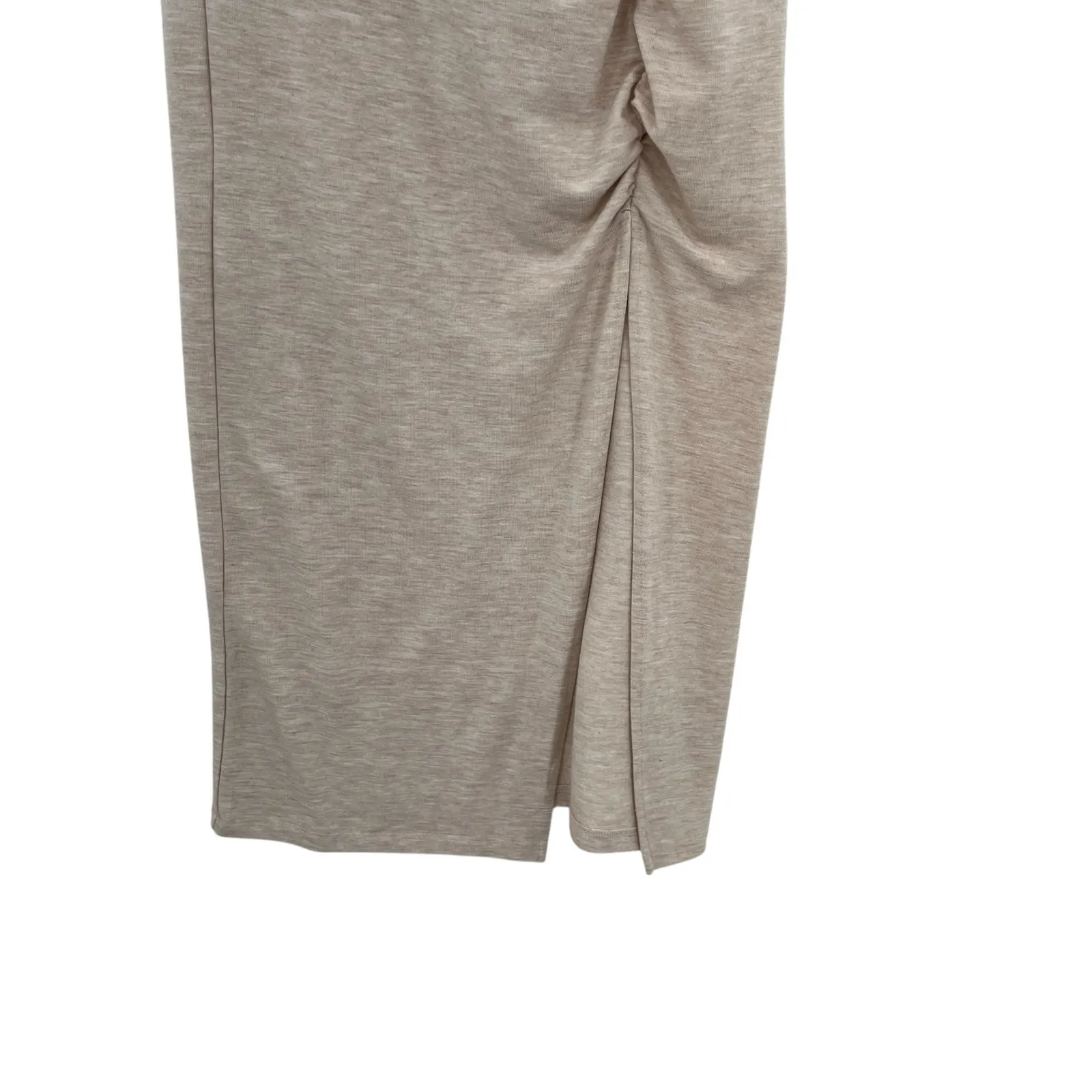 Modern Citizen Kiki Ruched‎ Side-Slit Midi Skirt Oatmeal Cream Size Small - Image 6