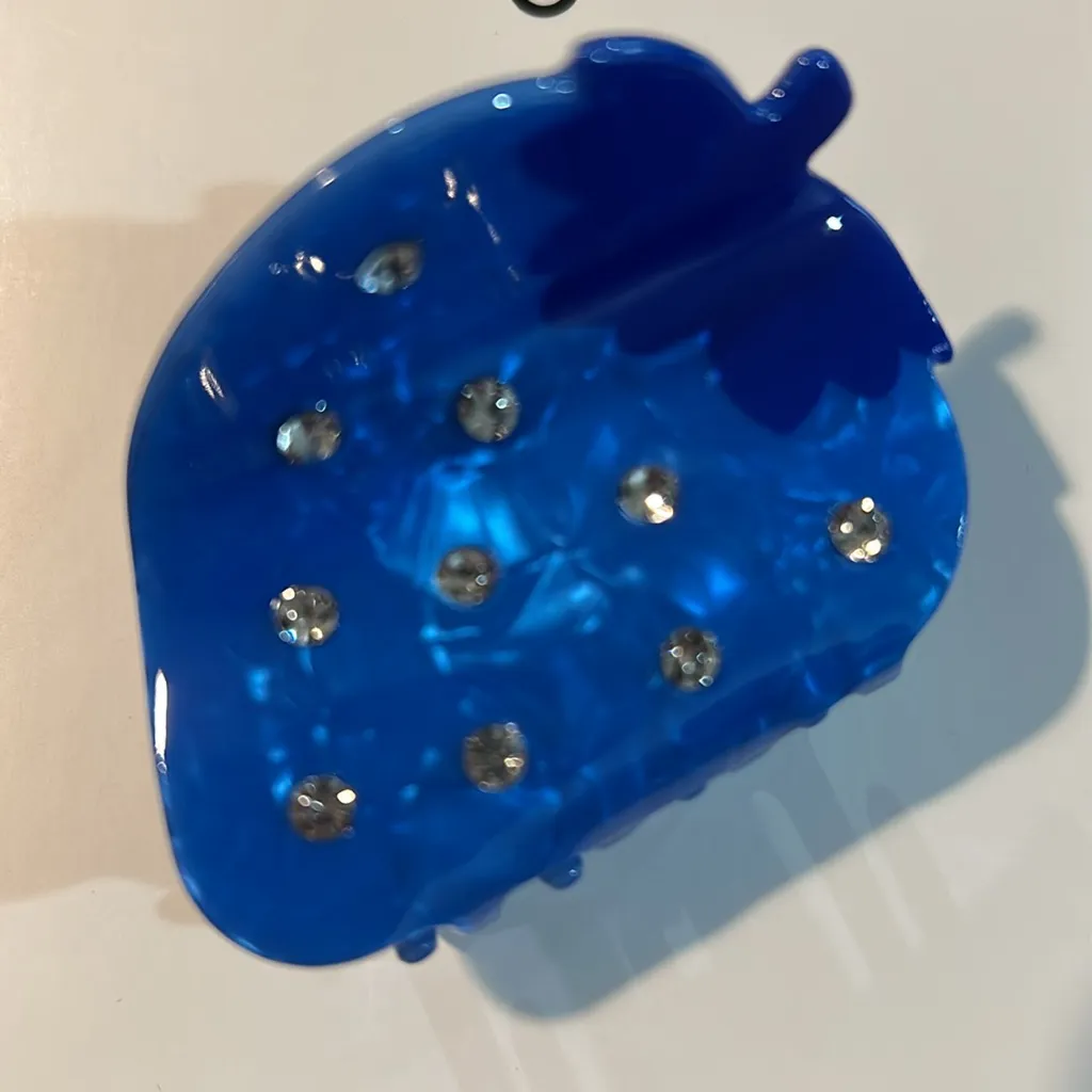 Kate Spade Blue Rhinestone Strawberry Hair Clip - Image 3