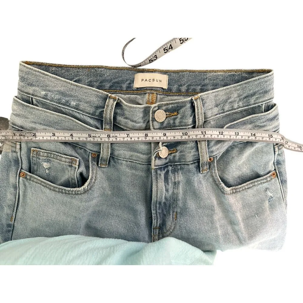 Pacsun Eco Medium Indigo Double Waistband Mid Rise Baggy Jeans Size 26 - Image 6