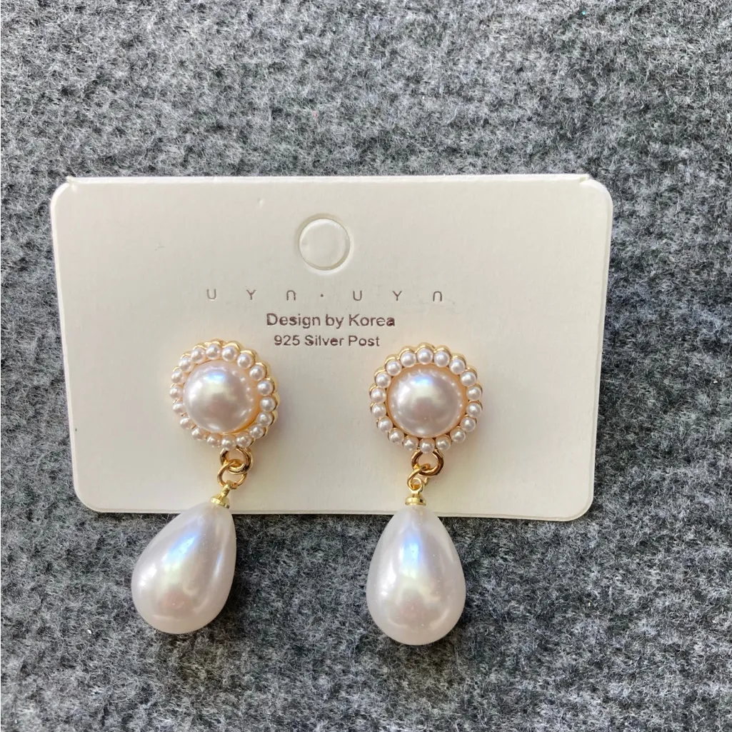 Vintage Style Baroque Pearl Drop Earrings S925‎ Post Elegant Dangle Jewelry new White - Image 9