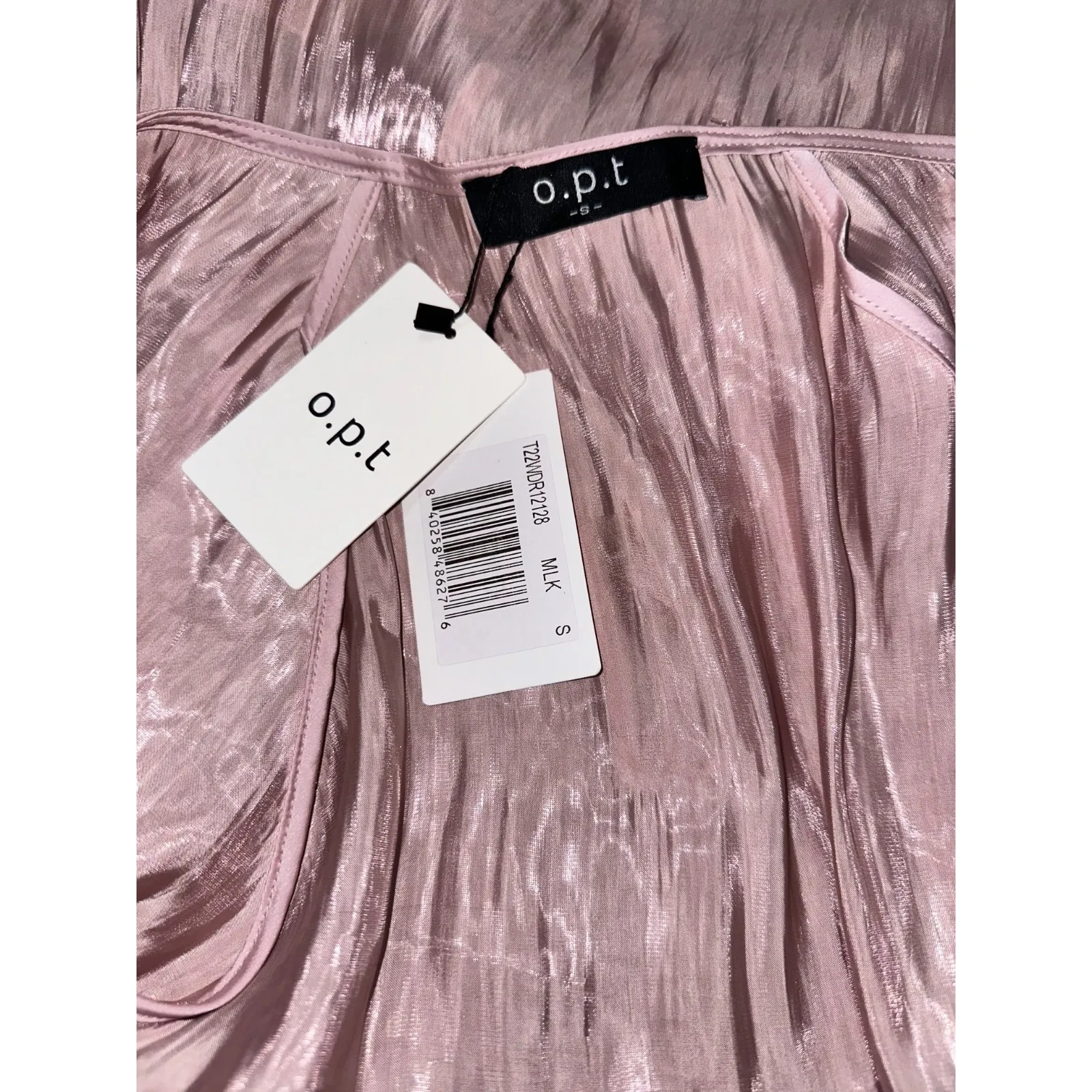 OPT MARDI WRAP V NECK‎ FEATHER LONG SLEEVE MIDI DRESS MILKSHAKE PINK NWT SIZE S - Image 9