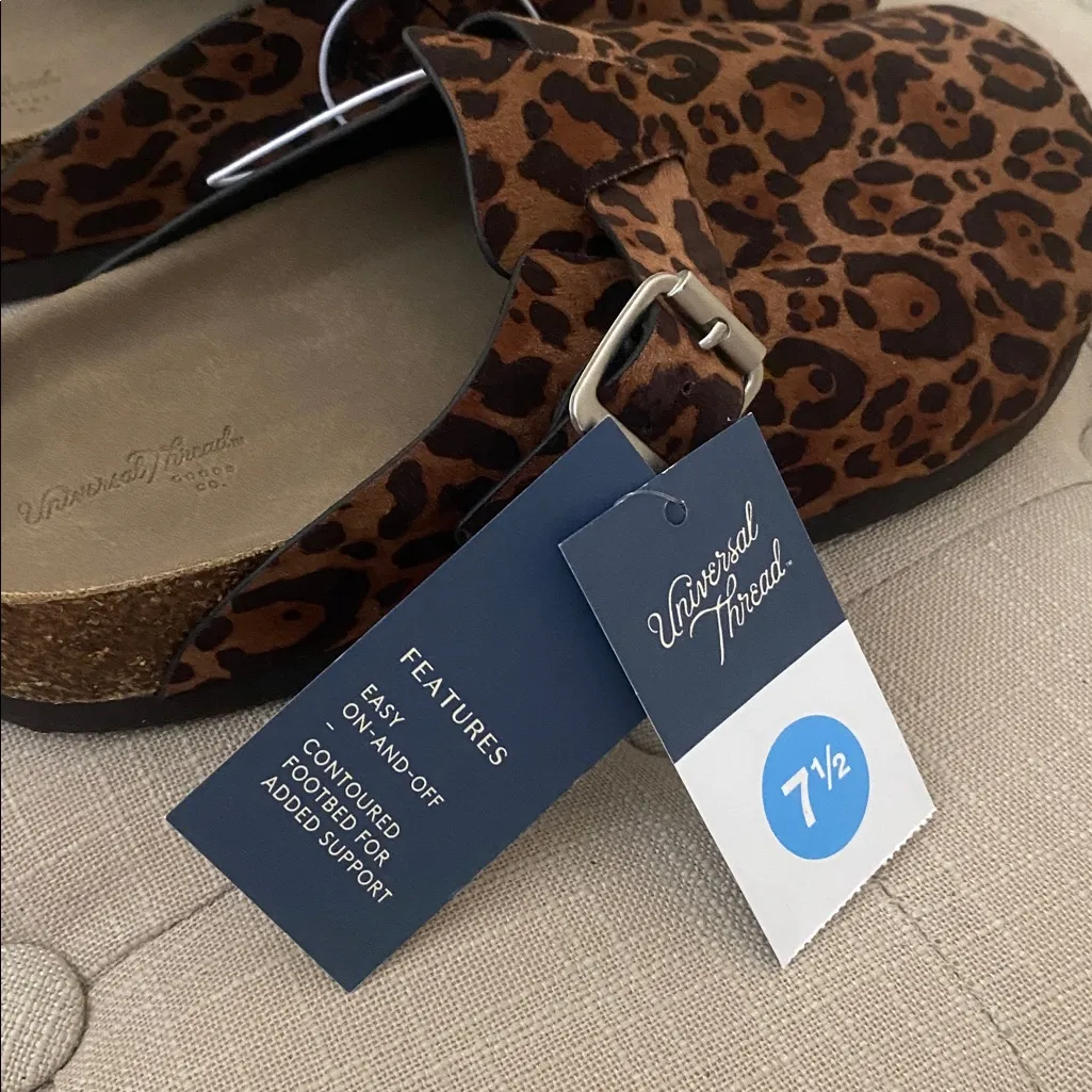 Universal Thread Brown Leopard Clogs with Silver Buckle - Image 4