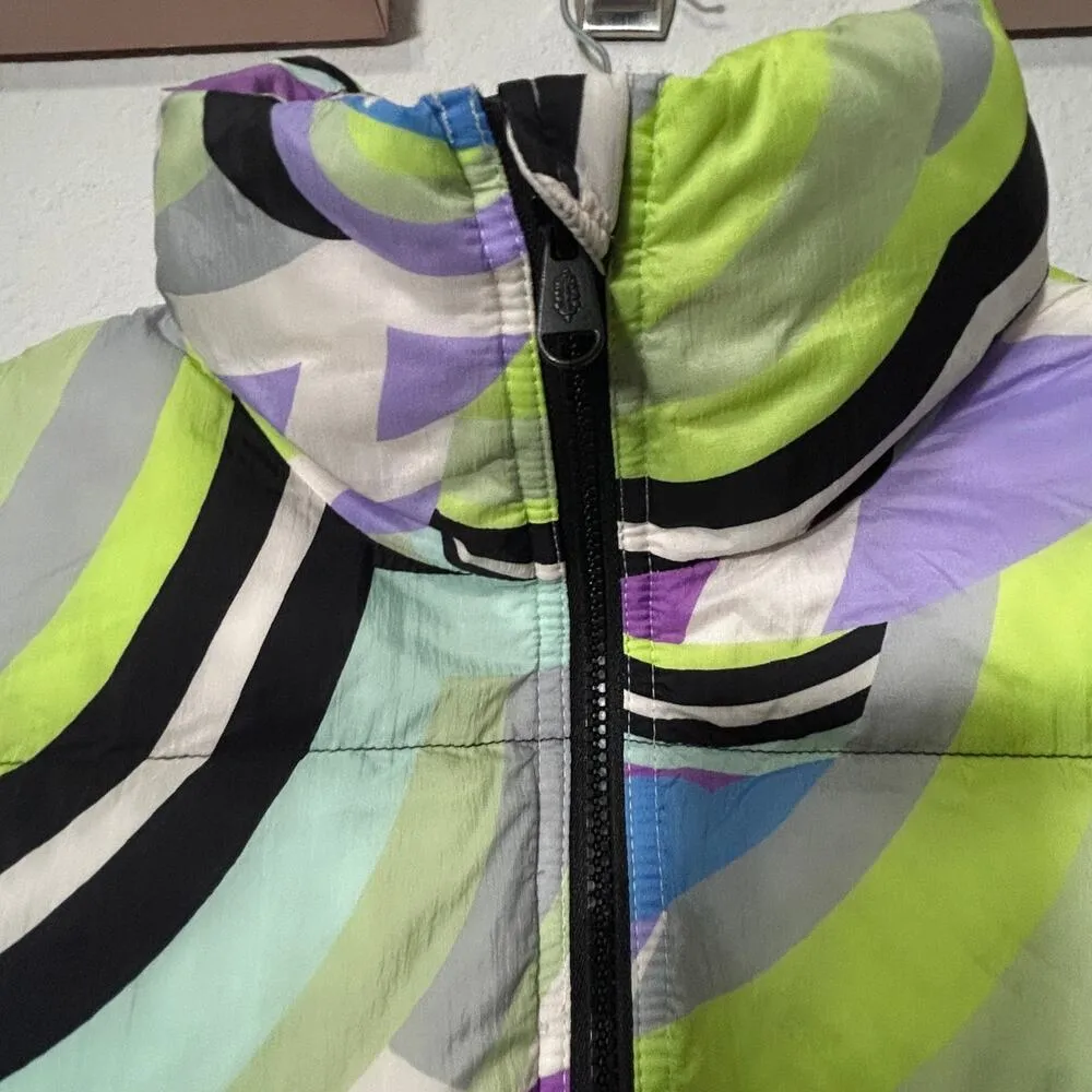 NEW New Free People In A Bubble Printed Puffer Neon Purple Vest Small Whimsical - Image 5