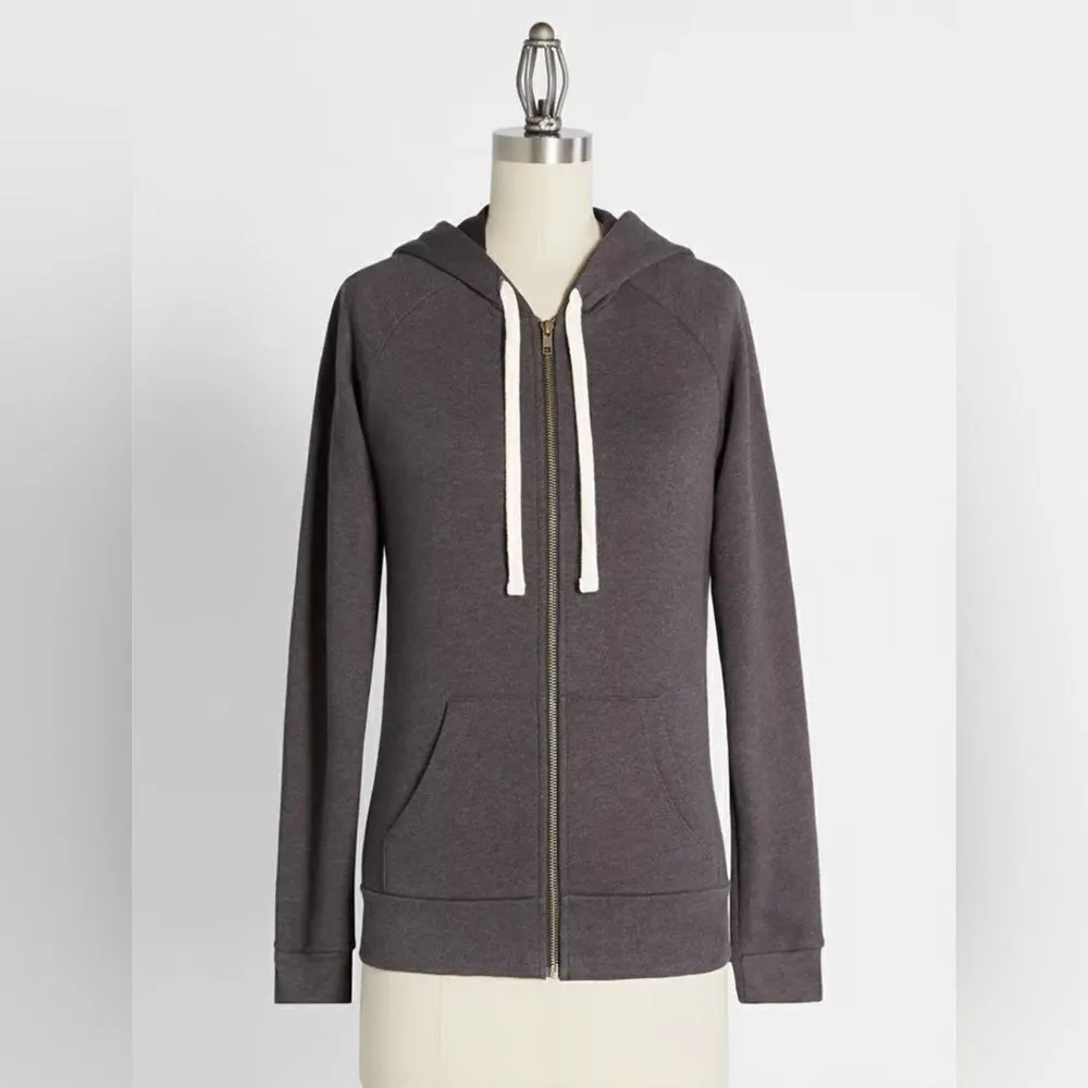 Modcloth Next Level Apparel Gray Zip Up Hoodie Snowman Holiday Design L NWOT - Image 2