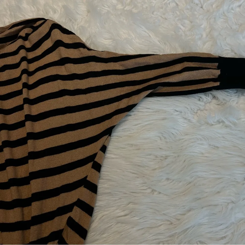 LOFT lightweight dolman striped sweater camel black Woman’s XS draped neck - Image 12