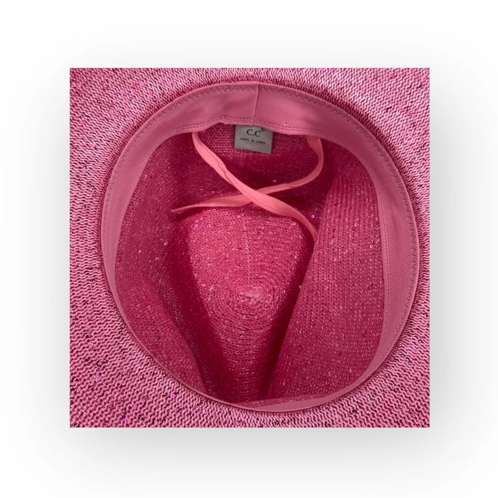 new Anthropologie [by C.C.] 𒀭 Sparkle Straw Cowboy Hat 𒀭 Medium Pink 𒀭UPF 50+ - Image 13