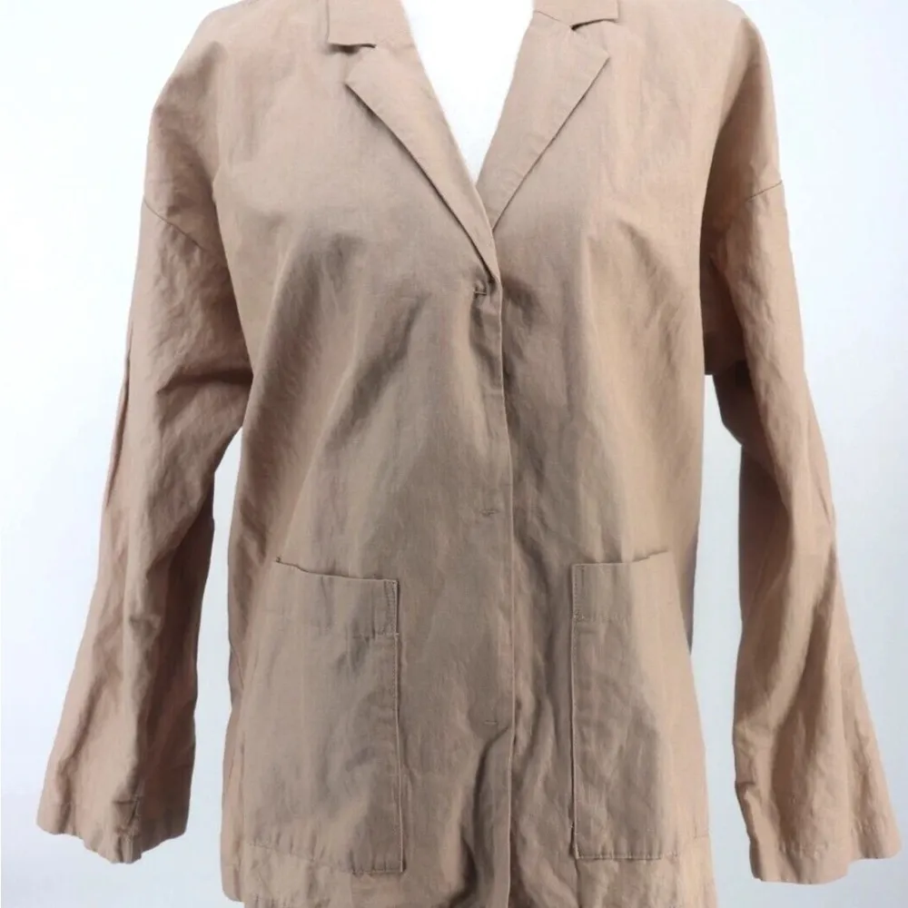 Eileen Fisher Organic Cotton Tan Blazer Size Large - Image 2