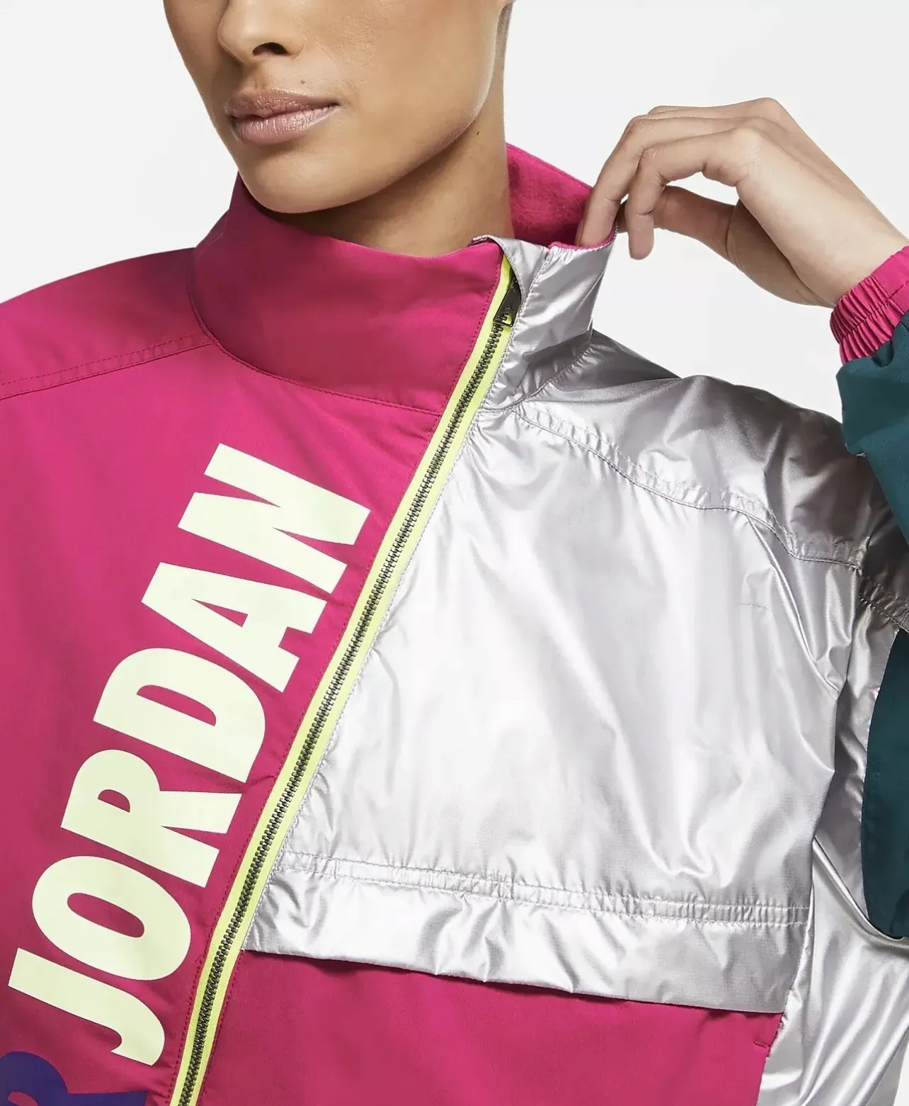 Med  Women’s Jordan Winter Utility Jacket Pink Teal Silver Bomber CW6497-674 - Image 7